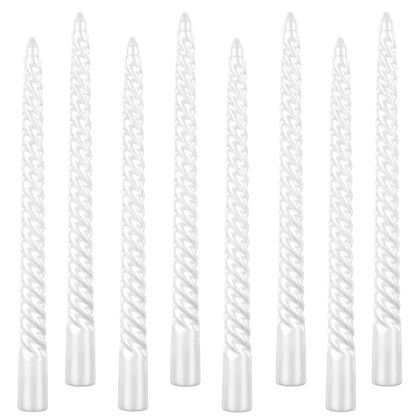 Kemladio 8 pcs 10 inch Taper Candles,Burning Unscented Tapered 7.5 hrs,Fancy Dinner,Tall Candle Sticks, Halloween Party Decorations (8pcs, White)