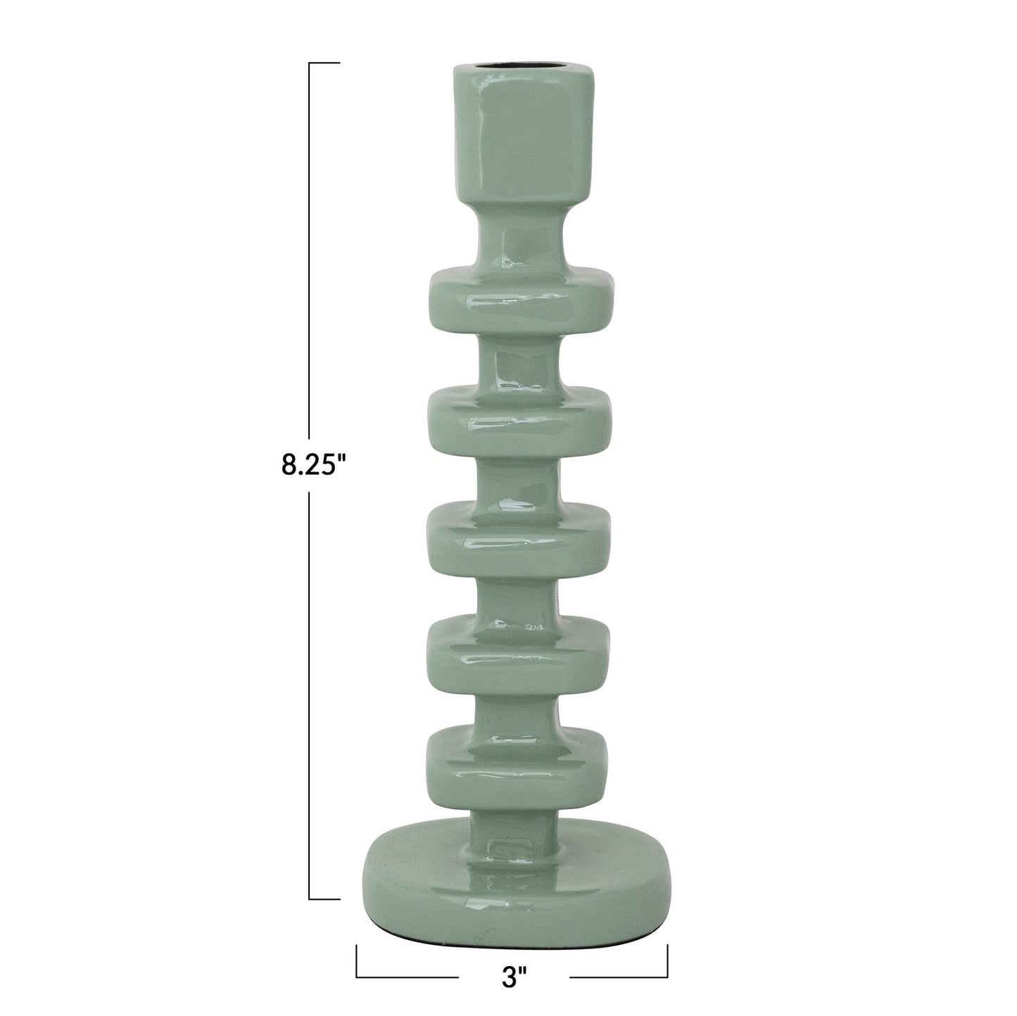 Creative Co-Op Square Enameled Aluminum Taper Holder, Eucalyptus Color