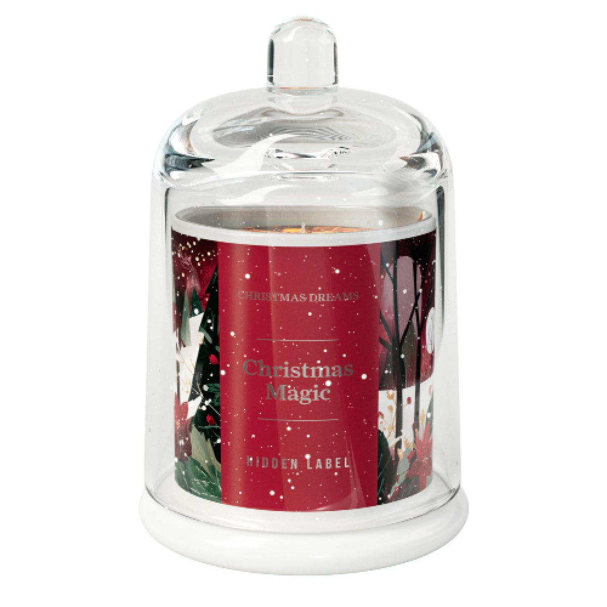 Christmas Magic Scented Candle, 10oz Natural Soy Wax Clear Bell Jar, Up to 60 Hours Long-Lasting, Clean Burn, Non Toxic Aromatherapy Candles for Home, Stocking Stuffer Holiday Gift