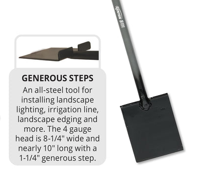 Kenyon S550 Irrigation All-Steel Landscape Lighting Trencher/Edger, 45" Steel "T" Handle
