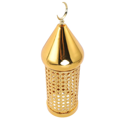 Omquot Retro Handmade Golden Metal Wind Lamp Lantern for Wedding Party Decorations, Aromatic Candle Holder for Romantic Ambience, Iron Material (M)