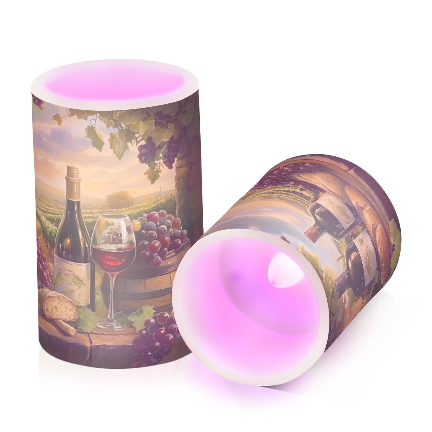 ALAZA Flickering Flameless Candles Red Wine Bottles Grapes Bread Battery Operated Candles with Remote Timer LED Pillar Votive Candles Set of 2 for Holiday Decor