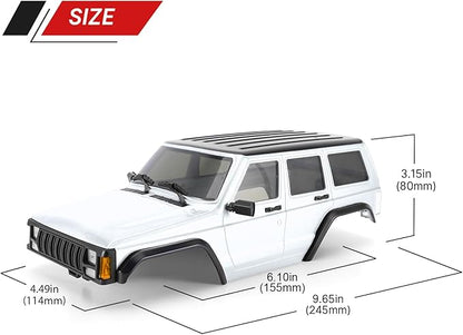 INJORA 6.10in 133g Wheelbase ABS Hardtop Cherokee Body for TRX4M Bronco Defender Chassis 1/18 RC Crawler Upgrade(Pearl White)
