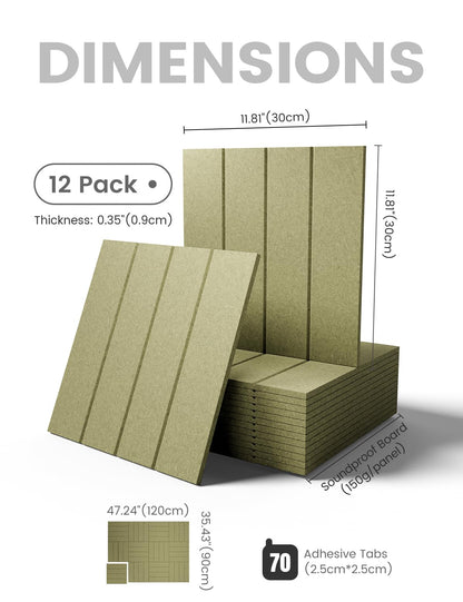 Fluxynara Large Felt Bulletin Board 48" x 36" Cork Board Alternative-12 Pack with 70 Safe Removable Adhesive Tabs, Cork Boards for Walls Cork Board for Home Office Classroom Pin Board (Olive Green)