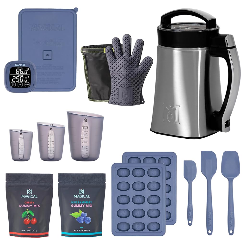 Magical Butter Complete Infusion & Gummy Kit – MB2E Machine, Blue Raspberry & Cherry Mix, DecarBox, 10 mL Molds, Spatulas & Cups