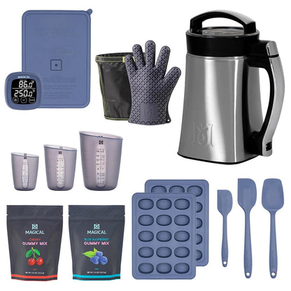 Magical Butter Complete Infusion & Gummy Kit – MB2E Machine, Blue Raspberry & Cherry Mix, DecarBox, 10 mL Molds, Spatulas & Cups