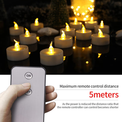 LED Tea Light, Flameless Flickering Tealight with Remote Control, Long Lasting Battery Operated LED Tealight Candle for Seasonal & Festival Celebration Pack of 12