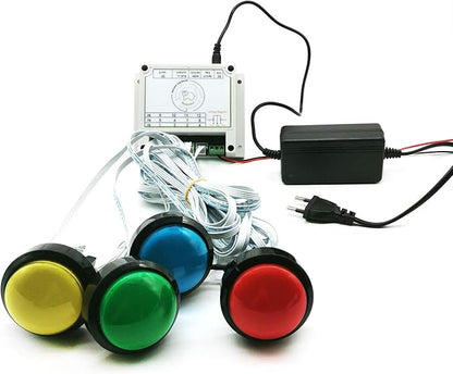 Escape Room Props 5 Colors Buttons Mechanism Press It In Order To Control 12V Magnet Lock For Exit Game Owner Player Adventurer (8 Buttons No Audio)