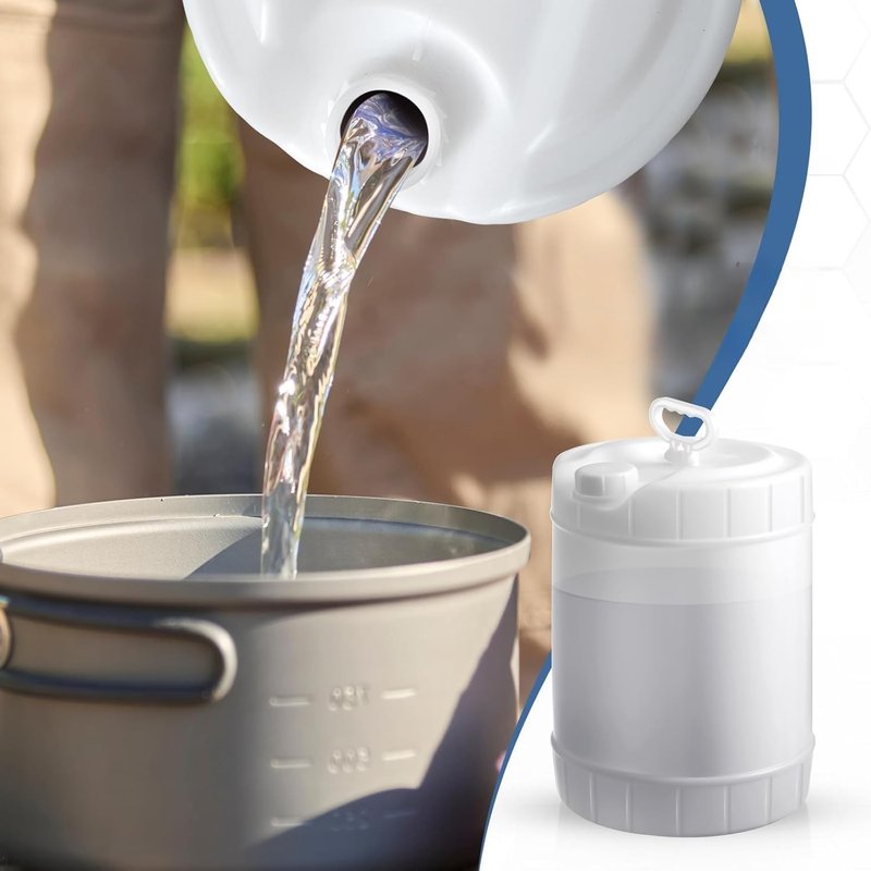 5 Gallon HDPE Oil Storage Container Automotive | - Leak Proof Translucent Plastic Carboy with Handle - ext. Dia. 11.5" x 14.75" H. - Made in USA