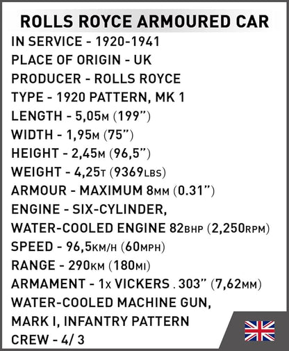 267 Pcs Hc Great War /2988/ Rolls Royce Armoured Car Scale1:35
