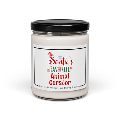Santa's Favorite Animal Curator Candle - Christmas Gifts for Coworker Zoo Curator Employee Boss Manager Party Decoration - Xmas, New Year - 9oz Soy Wax Cinnamon Vanilla Scent