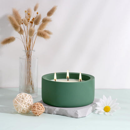 Viyffo 20oz Large Scented Candle Indoor - Citrus & Mint, 3 Wick Non Toxic Soy Candles for Women & Men, Green Ceramic Jar Candle for Patio, Bathroom, Bedroom, Living Room, Kitchen, Home Décor & Gift
