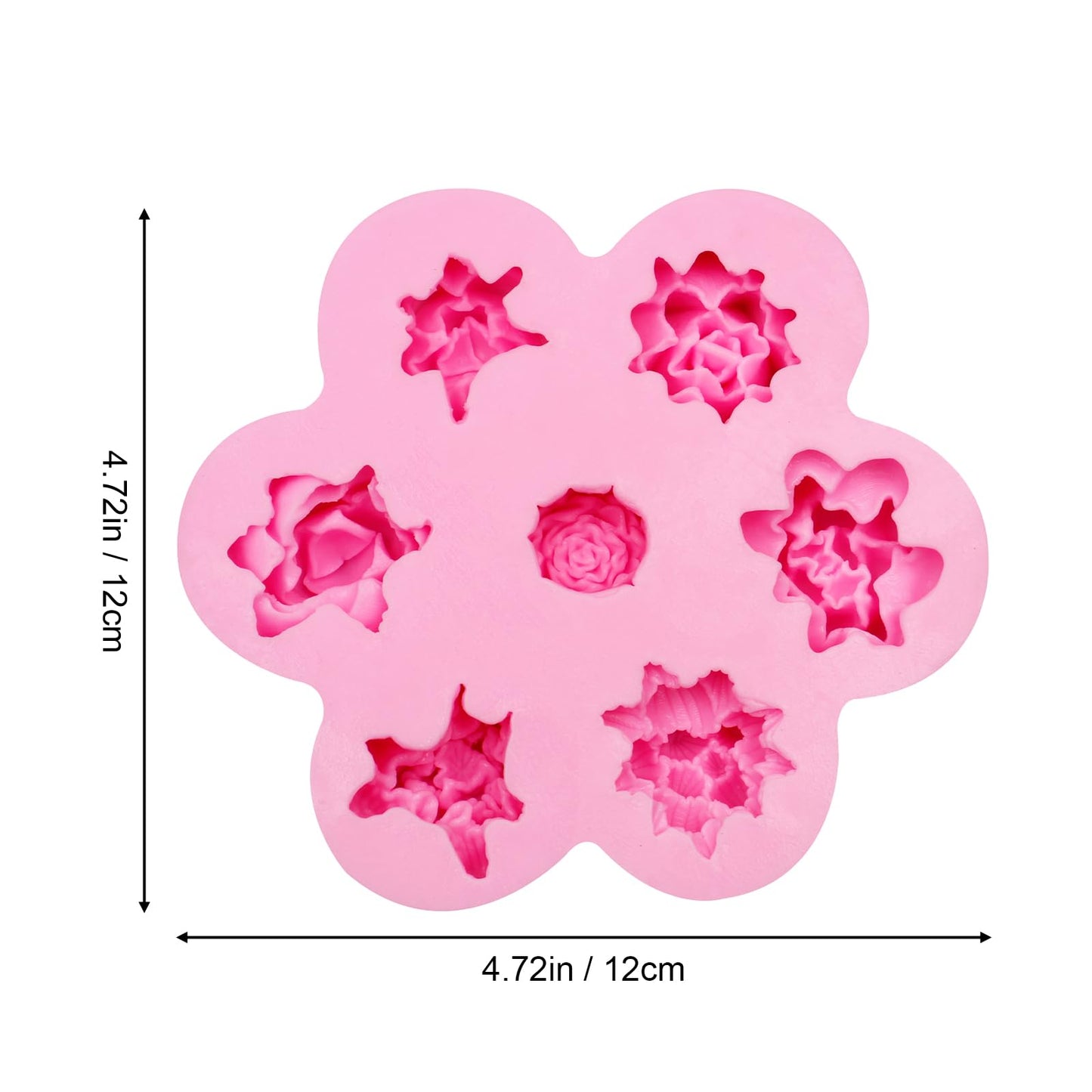 7 Cavity Succulent Candle Mold, Succulents Silicone Fondant Mold for Chocolate Cake Decoration Candy Cupcake Topper Cake Polymer Clay Crafts Epoxy Resin