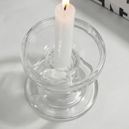 DreamsEden Clear Glass Candle Holder, 1 Pair Crystal Transparent Taper Candle Holder for Pillar Taper Tea Lights, Single Elegant Table Desk Shelf Decor for Home Wedding Party