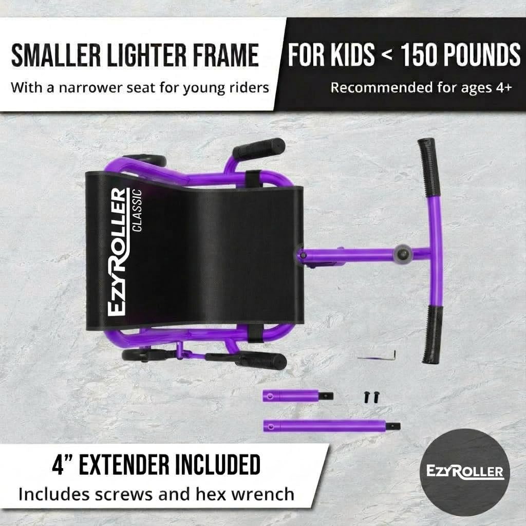 EzyRoller Classic with LED Wheels Ride On Toy for Kids, Ages 3-12, Up to 154 lbs - Purple
