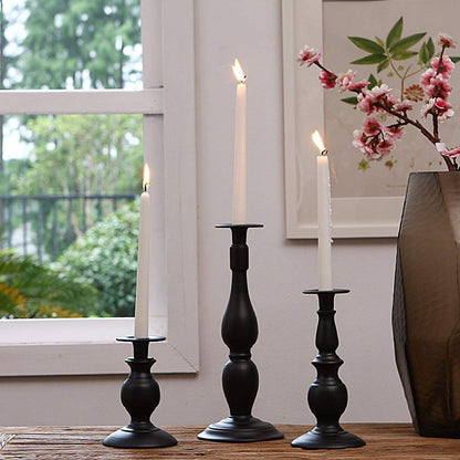 XILIN-1987 Candle Holderss European Classical Candle Holder Black and White Single Head Candlestick Court Wrought Iron Home Furnishings Decorative Candlestick (Color : B)