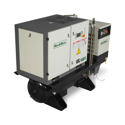 10HP Combined Rotary Screw Air Compressor with Dryer & 66-Gal ASME Tank | 32 CFM, 116 PSI, 230V 3-Phase – Industrial Grade,Model ML1023