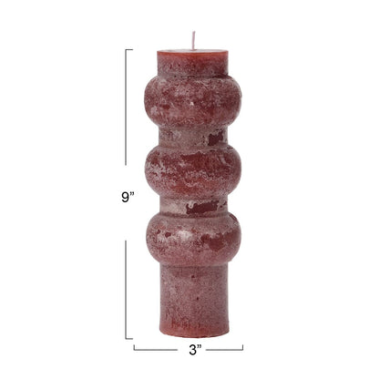 Creative Co-Op Unscented Totem Pillar, Cabernet Candles, 3" L x 3" W x 9" H, Purple