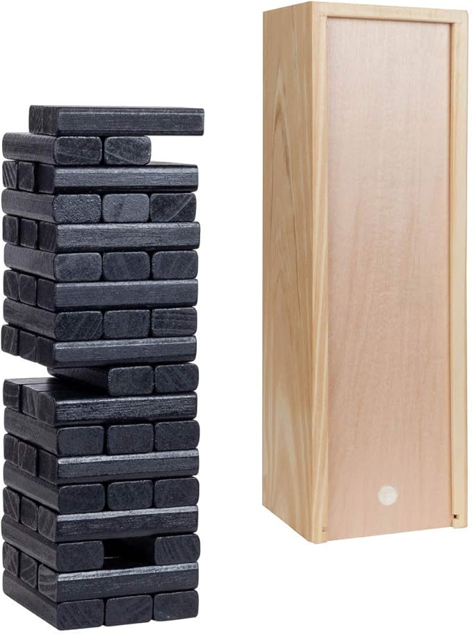 WE Games Wooden Block Stacking Party Game for Adults Tumble Tower Wedding Guest Book Alternative Tabletop Games Includes Storage Case 12 inches