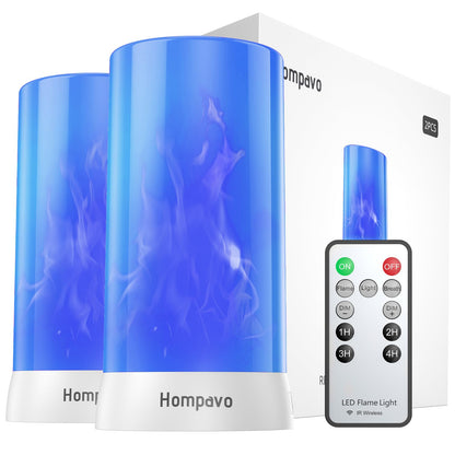 【Upgraded】 LED Flame Lights with Remote & Timer, 4-Mode Rechargeable Battery Operated Flameless Candles, Waterproof Pillar Flickering Lanterns for Room Patio Wedding Halloween Home Decor, Blue