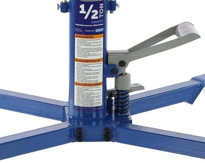 OTC TJH10 1,000 LB. Capacity High-Lift Transmission Jack with Universal Saddle, Tilting Head, Safety Chains, and Foot Operated Pump and Lowering Pedal