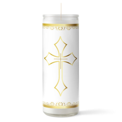 Alumenza 6 Pack Santa Cruz Candle in Glass Jar 90 Hours– Paraffin Wax, Clean Burning Unscented | Large & Tall Devotional Prayer Pillar Candles for Home, Memorial, Rituals