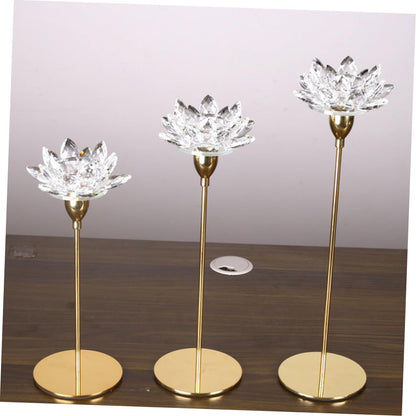 COHEALI Crystal Lotus Metal Candlestick Holder Small Gold Decorative Candle Stand for Wedding and Candlelight Dinner Home Décor