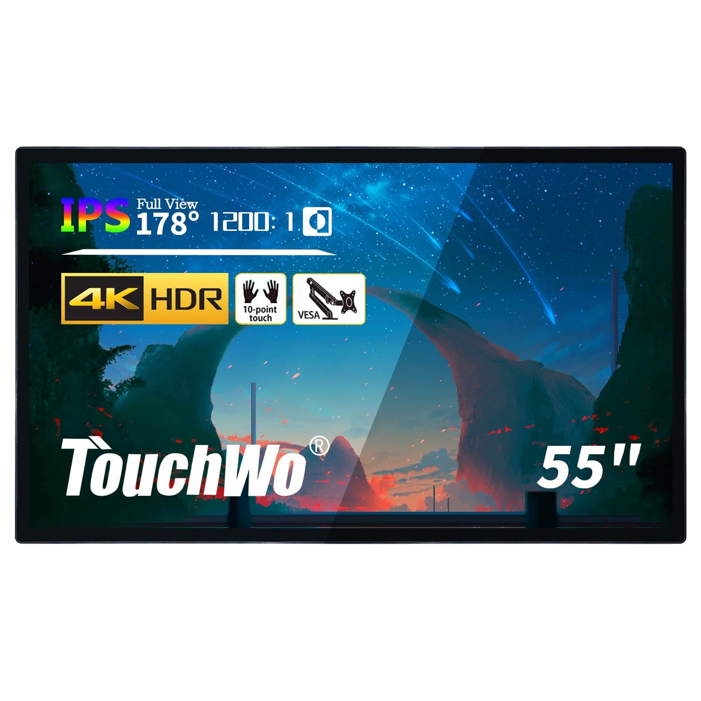 TouchWo 55 inch Interactive Touchscreen Monitor, Smart Board with 4K Display, Win-10 Electronic Whiteboard Touch Screen PC for Office and Classroom, Core i7 RAM 8G & ROM 256G