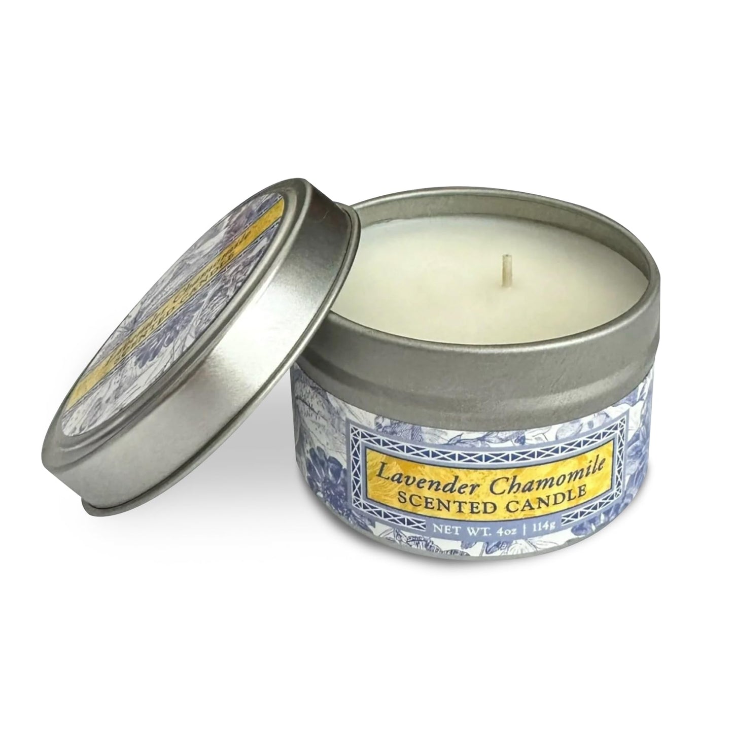 Greenwich Bay Hand-Poured Scented Candle in Decorative Tin – 4 oz/114 g Travel Candle with Lead-Free Wick, Vegetable Wax, Long-Burning Aromatherapy Gift, Single Wick – Made in USA (Lavender)