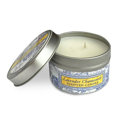 Greenwich Bay Hand-Poured Scented Candle in Decorative Tin – 4 oz/114 g Travel Candle with Lead-Free Wick, Vegetable Wax, Long-Burning Aromatherapy Gift, Single Wick – Made in USA (Lavender)