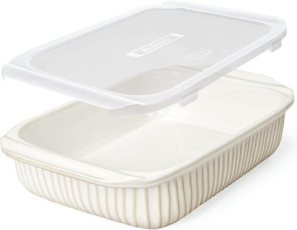Artena Baking Dish - 5.1 Quart Casserole Dish with Handles | Oven Safe Ceramic Soup Crocks & Bowls