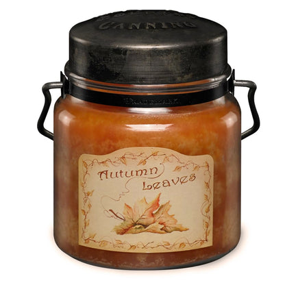 McCall’s Candles | Autumn Leaves | 16 oz Scented Candle | USA-Poured | Vintage Rustic Jar with Carrying Handle | Hazelnut, Cinnamon Bark & Vermont Maple Fragrance
