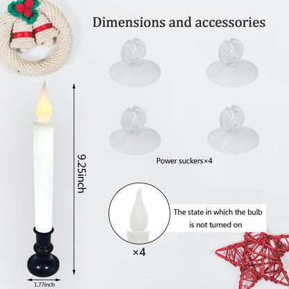 brianvikey Christmas Window Candle Light, Black Base, Battery Powered Candle 9 "Flashing LED Light, Automatic Timer (6 Turn 18 Hour Timer), Window Table Party Decoration