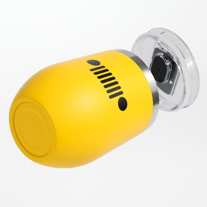 Jeep Insulated Wine Tumbler 12 oz - Double Wall Stainless Steel Thermal Tumbler with Copper Vacuum Insulation, Push-On Lid (Yellow)