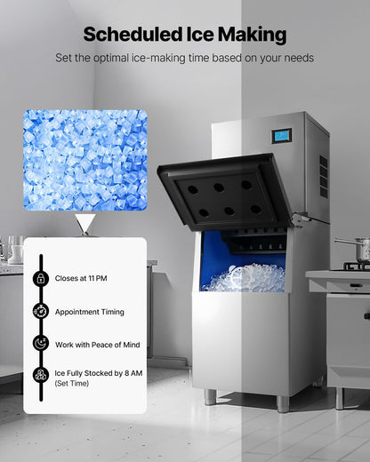 VEVOR Commercial Ice Maker Machine, 360LBS/24H Ice-Making Machine with 250LBS Large Storage Bin, Auto Self-Cleaning Ice Maker with Touchscreen for Bar Cafe Restaurant Business Commercial