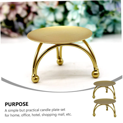 Holibanna 2pcs Geometric Iron Candle Holders for Home Decor Elegant Candle Stand Centerpiece for Weddings Parties and Dining Tables