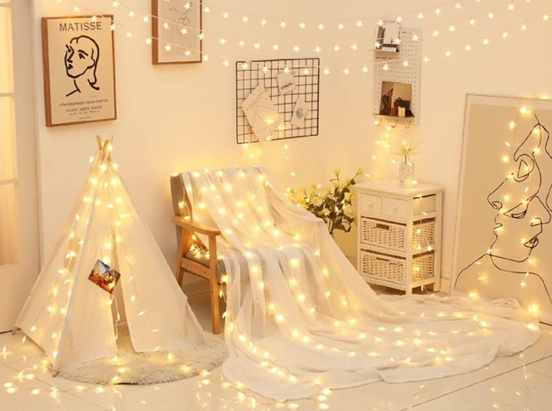 33ft 80 LED USB Star String Lights – Warm White Fairy Lights for Bedroom, Wedding, Party, Christmas, Indoor & Outdoor Decoration