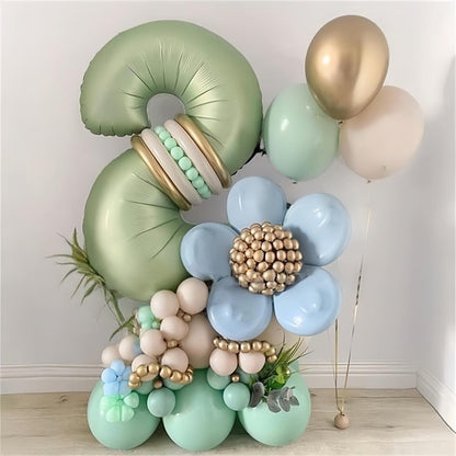 Sage Green Number 6 Balloons, 40 In Large Olive Green Number 6 Foil Helium Balloons for Girls Women, Self Inflating Number Balloons 0-9 for Men Boys 6th 16th Birthday Jungle Safari Party Decoration