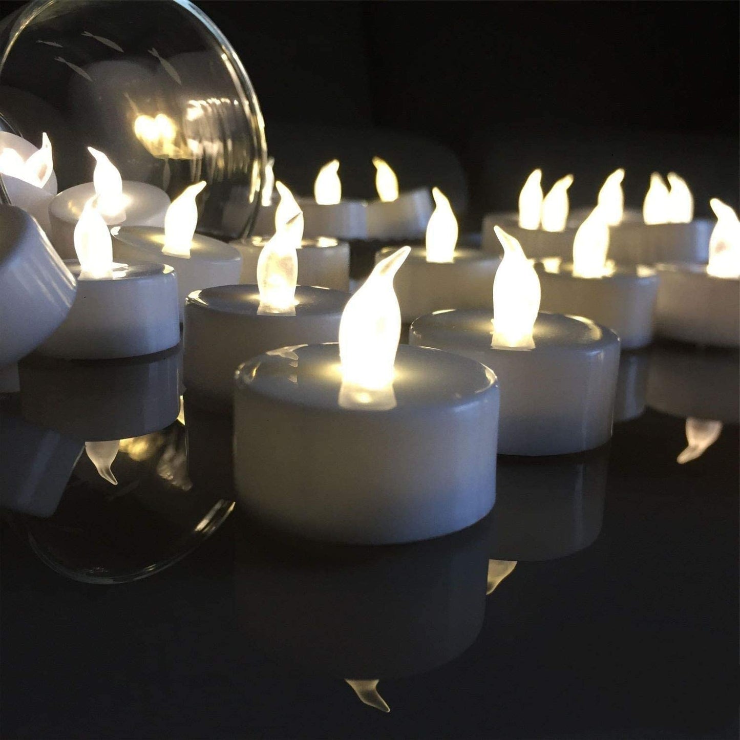 PILLOBOX Battery Operated Tea Lights Candles-100PACK Flameless Electric Candles LED Lamp Realistic and Bright Flickering Holiday Gift Long Lasting for Wedding Party Home Decoration (Warm White)