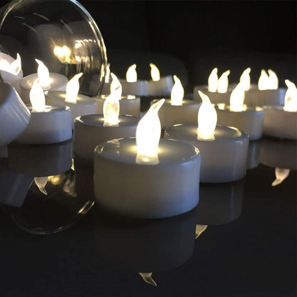 PILLOBOX Battery Operated Tea Lights Candles-100PACK Flameless Electric Candles LED Lamp Realistic and Bright Flickering Holiday Gift Long Lasting for Wedding Party Home Decoration (Warm White)