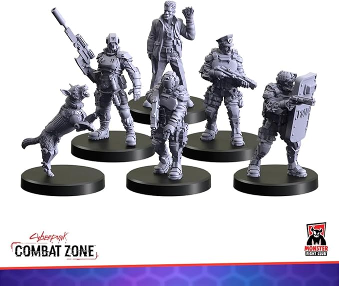 Monster Fight Club Cyberpunk Red Combat Zone Miniatures Expansion: Lawmen Starter Gang