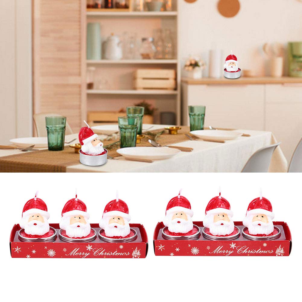 BFYDOAA 6PCS Christmas Tealight Candles Santa Claus Tea Lights Wax Mini Votive Candles for Christmas Scene,Dinner Table Decor