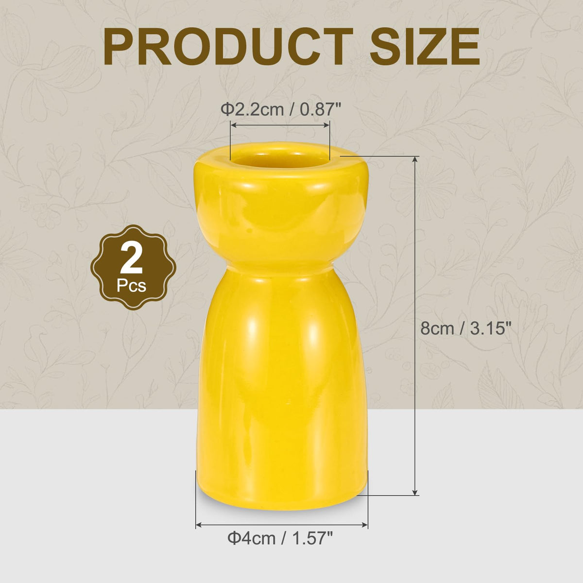 uxcell 2 Pack Candlestick Holder Bright Yellow Ceramic Taper Candle Holder Candle Stand Holders Modern Style Decoration for Centerpiece Tabletops Anniversary