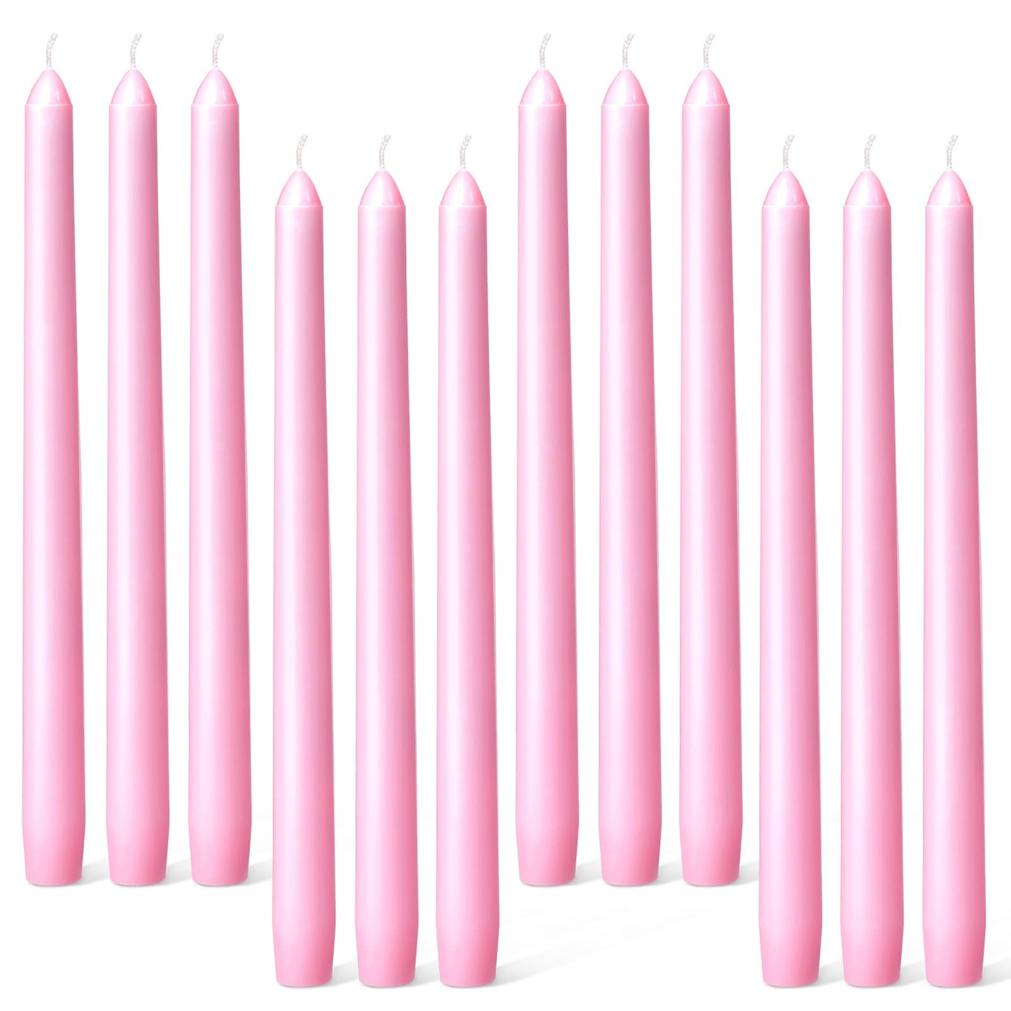 Everymoment Pink Taper Candles - 12 Pack 10 Inch Candlesticks - Dripless & Smokeless for 8 Hours - Unscented Paraffin Wax - Ideal for Wedding Mother’s Day Valentine's Day Baby Shower & Romantic Decor