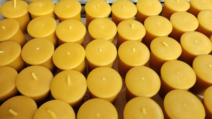 TELOSMA Organic Beeswax Votive Candles - Natural Scent Smokeless for Weddings, Restaurants, Parties, Spa and Decorations -Pack of 12, Yellow