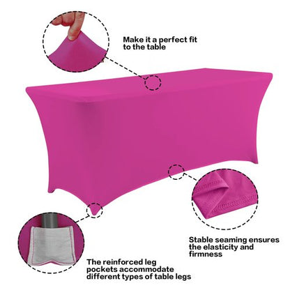 IVAPUPU 6FT Table Cloth for Rectangular Fitted Events Stretch Fuchsia Table Covers Washable Cover Spandex Tablecloth Protector for Party, Wedding, Cocktail, Banquet, Festival