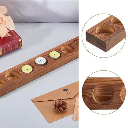 SUPERFINDINGS Large Wood Tealight Candle Holders Mango Wood Tea Light Holder Candle Centerpieces 7 Holes Wood Candle Holder for Tables Home Weddings Party(Inner Diameter 4.45cm/1.75inch)