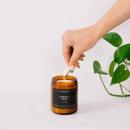 Calyan Wax Co. Palo Santo & Cypress Scented Candle - 57 Hour Burn - Luxury Clean Soy Wax Candles - Long Lasting Amber Glass Jar Candle for Home - 7.2oz