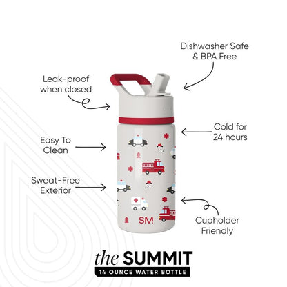 Simple Modern Kids Summit Water Bottle with Straw Lid | 14oz Stainless Steel Cup Insulated Tumbler for Toddlers, School | First Responders