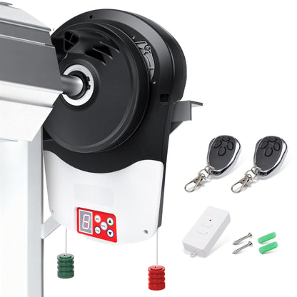 Roll Up Garage Door Opener with Remote,110V 50dB Automatic Rolling Door Opener,800N Side Mount Electric Motor for Garage,Warehouse,Barn,Shop - Easy Installation & Quiet Operation